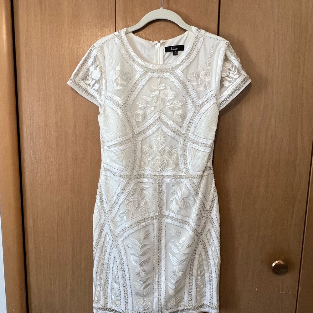 Lulu's Ivory Embroidered Midi Dress